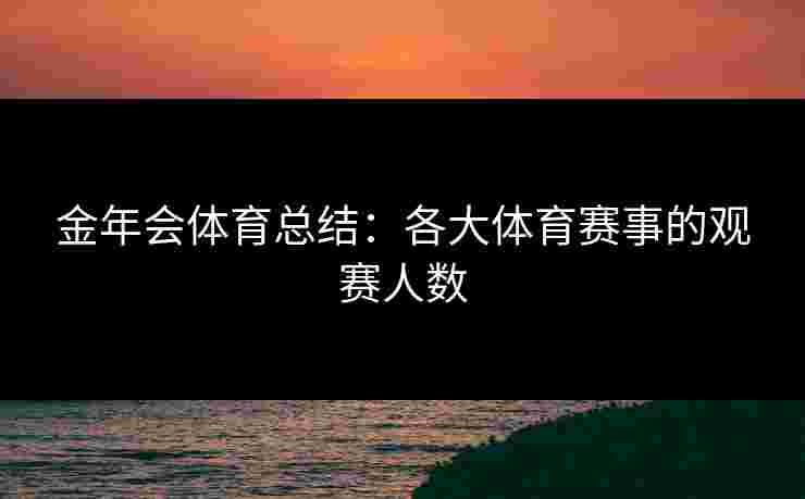 金年会体育总结：各大体育赛事的观赛人数